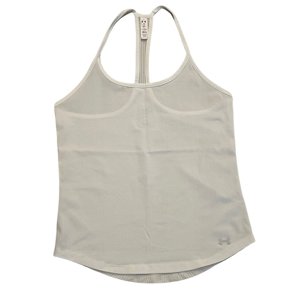 UNDER ARMOUR HeatGear White Fitted Racerback  Sheer Athletic Tank Top Size XS